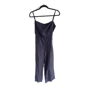 Reformation Navy Linen Jumpsuit Open Tie Back, size 6